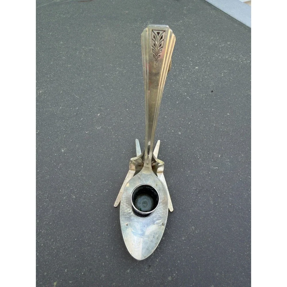 Vintage Silverplate Flatware Art Candle Holder Handmade Mid-Century Style
